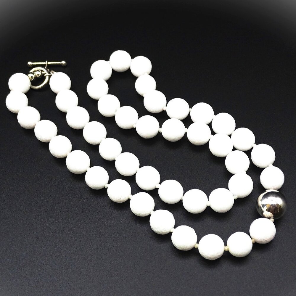 SIMON SEBBAG Sterling Silver Faceted White Onyx Hand Knotted Beads Necklace